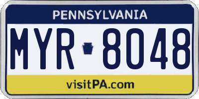 PA license plate MYR8048