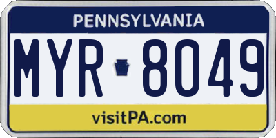 PA license plate MYR8049