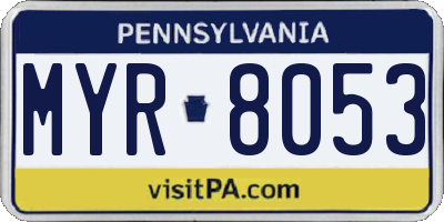 PA license plate MYR8053