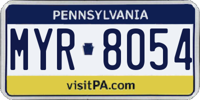 PA license plate MYR8054