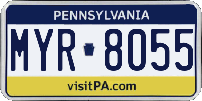 PA license plate MYR8055
