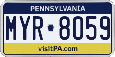 PA license plate MYR8059
