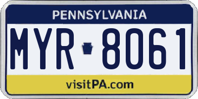 PA license plate MYR8061