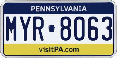 PA license plate MYR8063