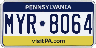 PA license plate MYR8064