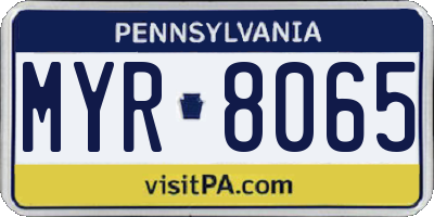 PA license plate MYR8065