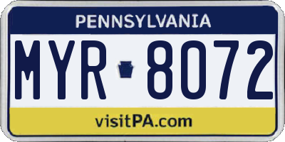 PA license plate MYR8072