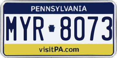 PA license plate MYR8073