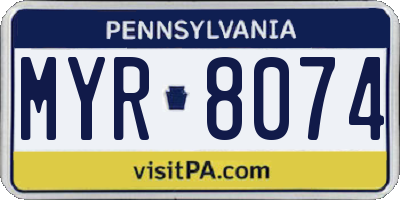 PA license plate MYR8074