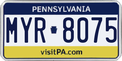 PA license plate MYR8075