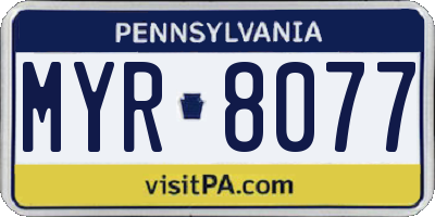 PA license plate MYR8077