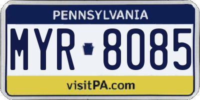 PA license plate MYR8085