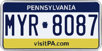 PA license plate MYR8087