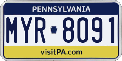 PA license plate MYR8091