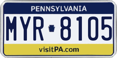 PA license plate MYR8105