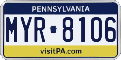 PA license plate MYR8106