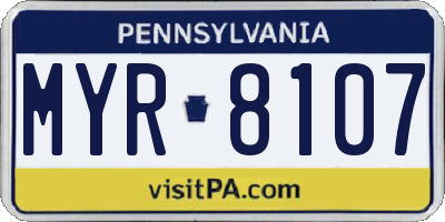 PA license plate MYR8107