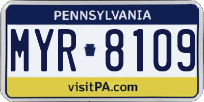 PA license plate MYR8109