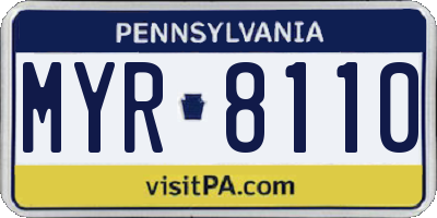 PA license plate MYR8110
