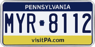 PA license plate MYR8112