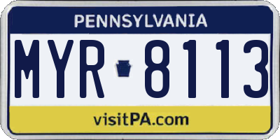 PA license plate MYR8113