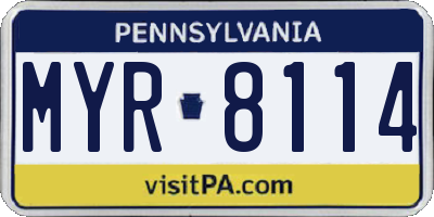 PA license plate MYR8114