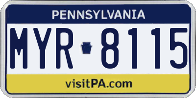 PA license plate MYR8115