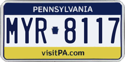 PA license plate MYR8117