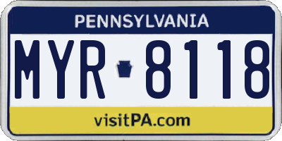 PA license plate MYR8118