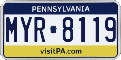 PA license plate MYR8119
