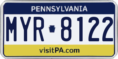 PA license plate MYR8122