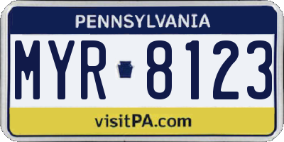 PA license plate MYR8123