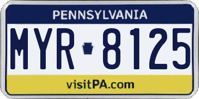 PA license plate MYR8125