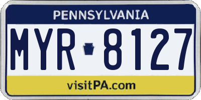 PA license plate MYR8127