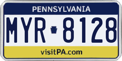 PA license plate MYR8128