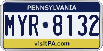 PA license plate MYR8132
