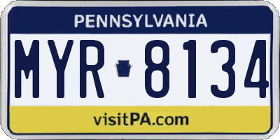 PA license plate MYR8134