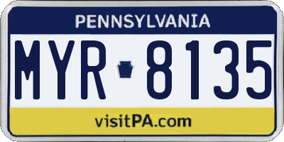 PA license plate MYR8135