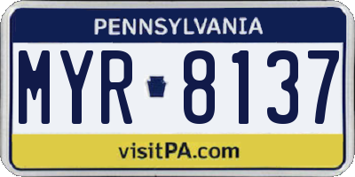 PA license plate MYR8137
