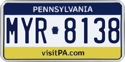 PA license plate MYR8138