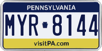 PA license plate MYR8144