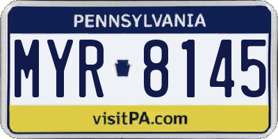 PA license plate MYR8145