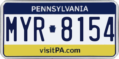 PA license plate MYR8154