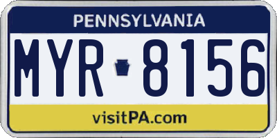 PA license plate MYR8156