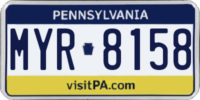 PA license plate MYR8158