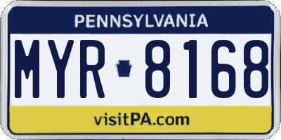 PA license plate MYR8168