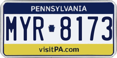 PA license plate MYR8173