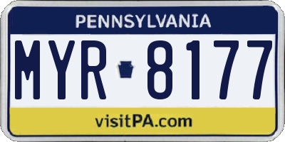 PA license plate MYR8177