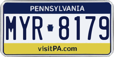 PA license plate MYR8179