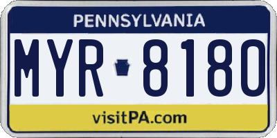 PA license plate MYR8180